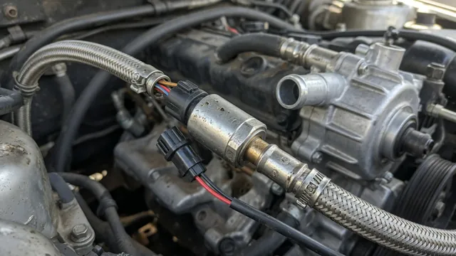 Illustration of a hydraulic power steering pressure sensor and its electrical connector