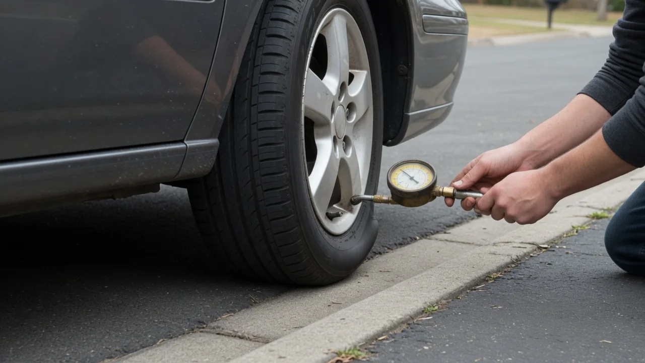 Automotive scene illustrating Why Does a Tire Look Low Even When the Gauge Is Normal