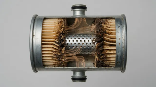 Illustration of debris restricting fuel flow through a generic automotive fuel filter