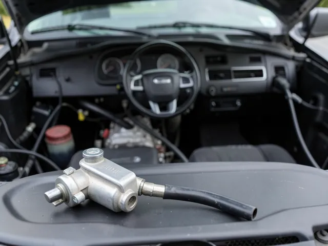 Illustration of a PCV valve and ventilation hose beside a Dodge engine bay