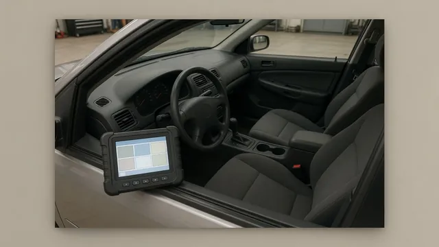 Diagnostic scan tool beside a vehicle dashboard displaying the B0133 trouble code