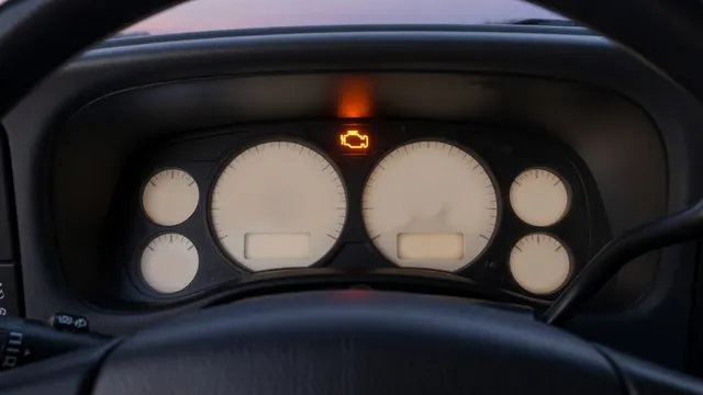 Illustration of a Ram 1500 instrument cluster with an illuminated check engine symbol