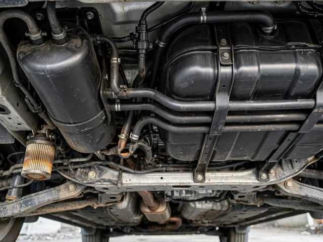 Illustration of an automotive EVAP canister, vapor hoses, purge valve, and vent path