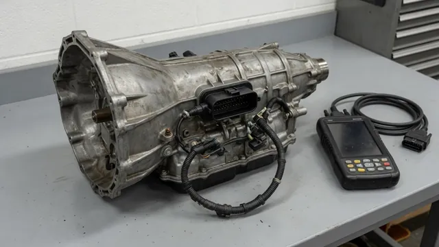 Automatic transmission housing with an electrical connector and diagnostic scan tool nearby