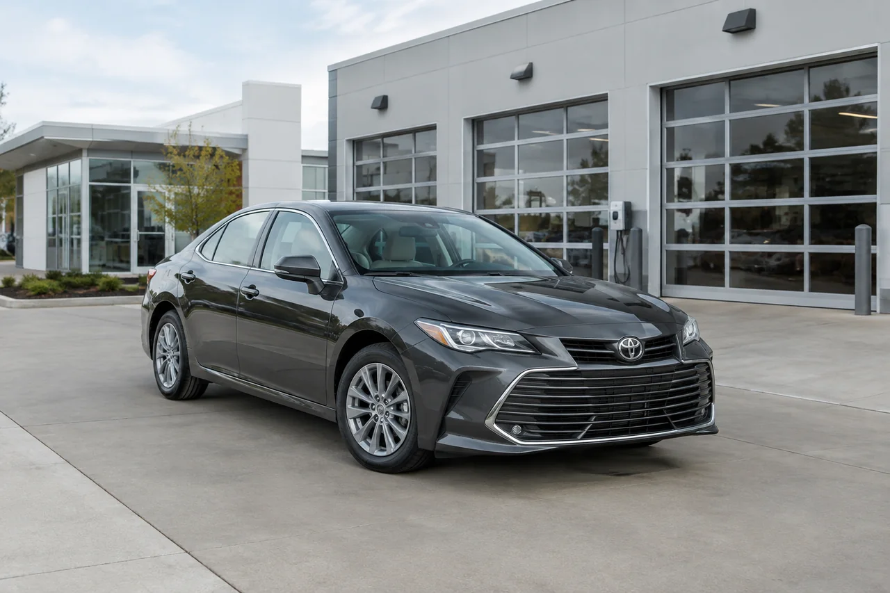Toyota Avalon Hybrid parked at a service facility for a traction battery assessment
