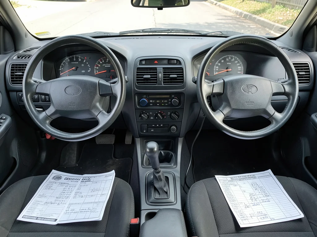 A used car’s odometer with a mileage log and service receipts ready for review