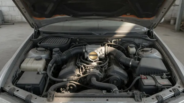 Illustration of a Volkswagen Jetta engine bay with the throttle body location highlighted