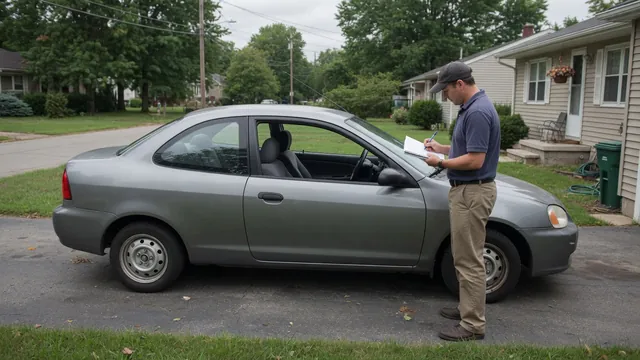 Driver noting an unfamiliar car noise beside a parked vehicle