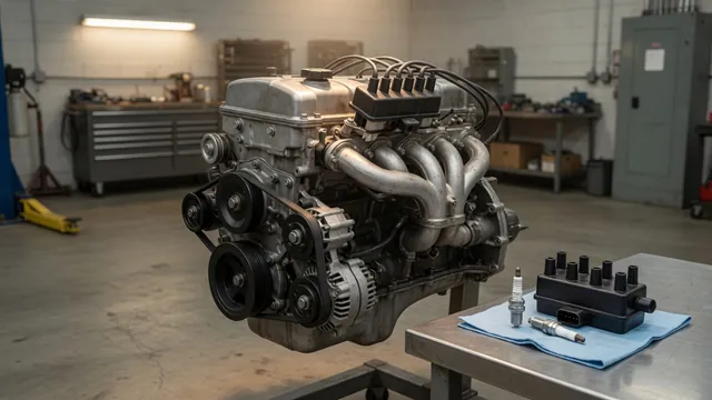 Illustration of an ignition coil and spark plug layout in a BMW N54 engine