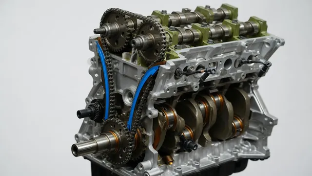 Conceptual engine diagram showing crankshaft and camshaft positions and a timing chain