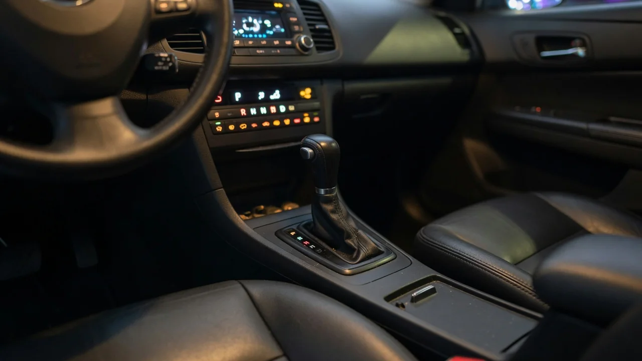 Automatic transmission gear selector and dashboard gear indicator with a check engine light
