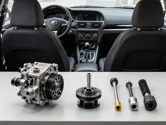 Power steering pump pulley with a hub puller and installer adapters arranged on a workbench