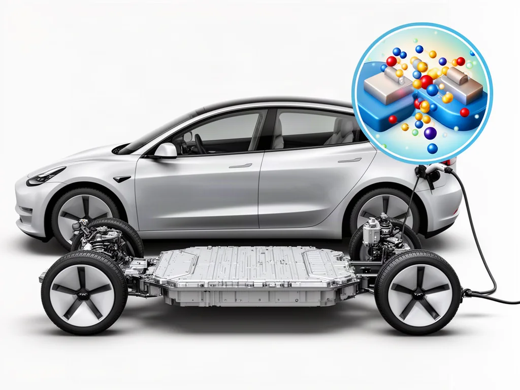 Cutaway illustration of an electric vehicle battery pack with a sodium-ion cell detail