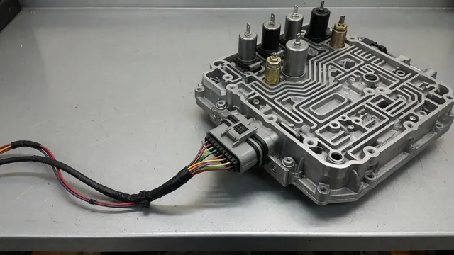 Automatic transmission valve body and wiring connector on a clean workshop bench