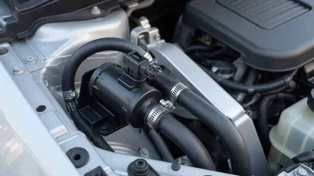 EVAP purge solenoid and electrical connector in an engine compartment