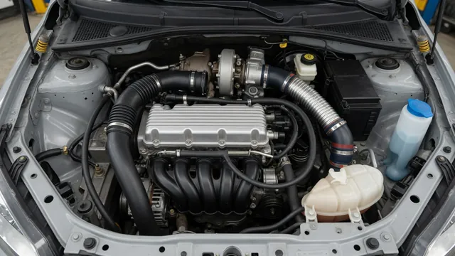 Chevy Cruze engine bay showing the valve cover and crankcase ventilation hose routing