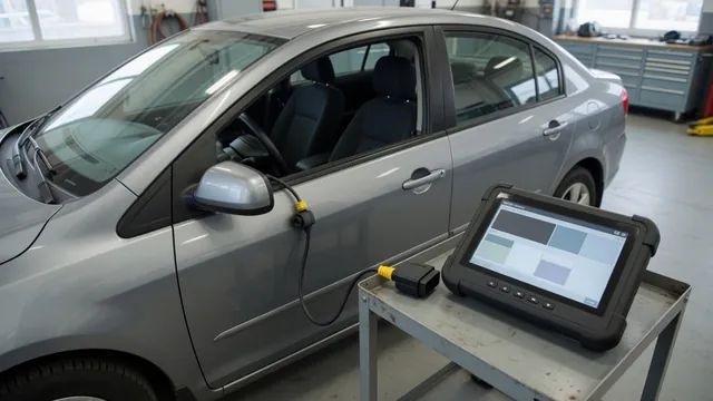 Diagnostic scanner beside a vehicle with P1154 and P1155 displayed as codes requiring vehicle-specific verification