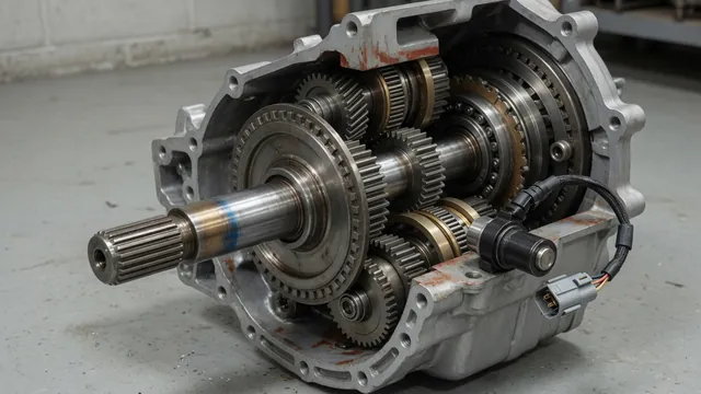 Illustration of an automatic transmission with a shaft speed sensor and wiring connector