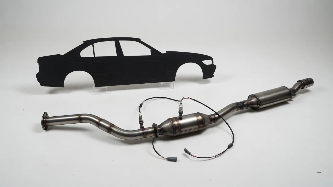 Illustration of oxygen sensor positions along a Nissan Altima exhaust system