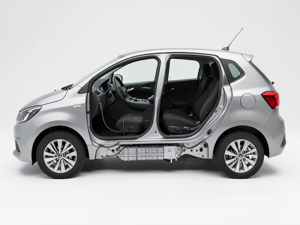 Illustration of an EV battery pack positioned beneath the passenger cabin
