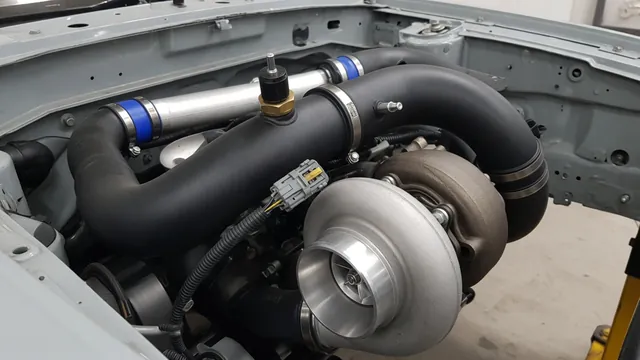 Illustration of a boost pressure sensor and electrical connector on a turbocharged engine intake