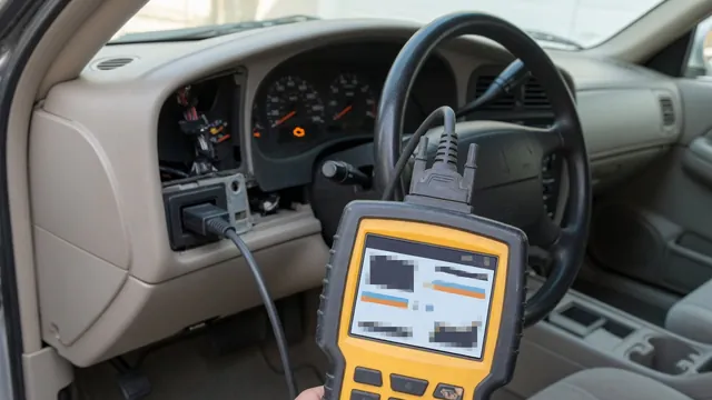 OBD-II scan tool plugged in under a car dashboard to read a P1062 trouble code, with the check engine light on