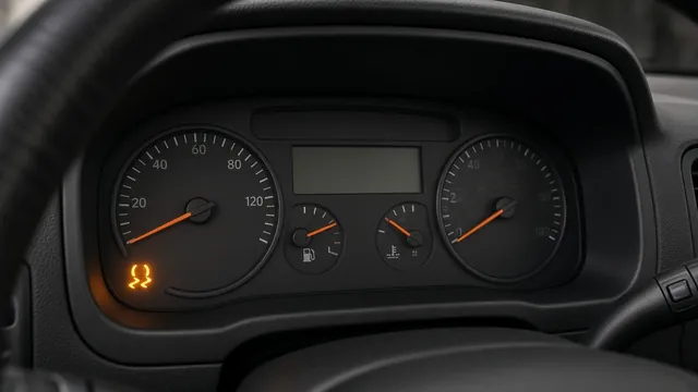 Pickup truck instrument cluster with an illuminated amber ABS warning light