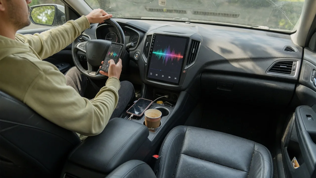 Automotive scene illustrating Why Does Music Sound Quieter From One Phone Than Another