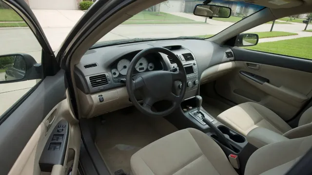 Automatic car safely parked on level ground with its dashboard and gear selector visible