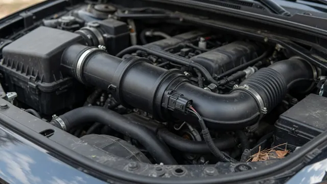 Mass airflow sensor connector and intake duct in an engine bay with the engine off