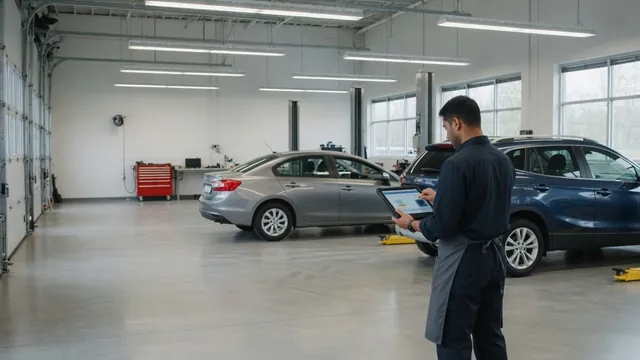 Honda Accord and Civic parked at an automotive service shop for fuel system inspection