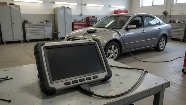 Diagnostic scan tool displaying P1093 beside a vehicle dashboard with an illuminated check engine light
