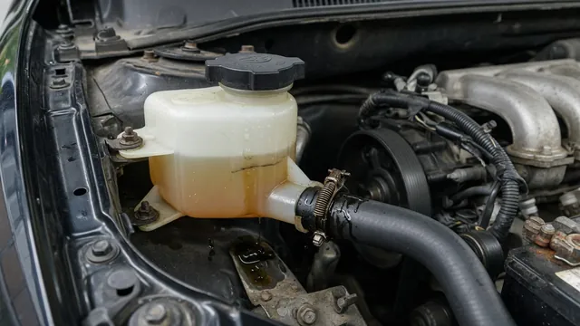 Hydraulic power steering reservoir and hose connection with visible fluid seepage