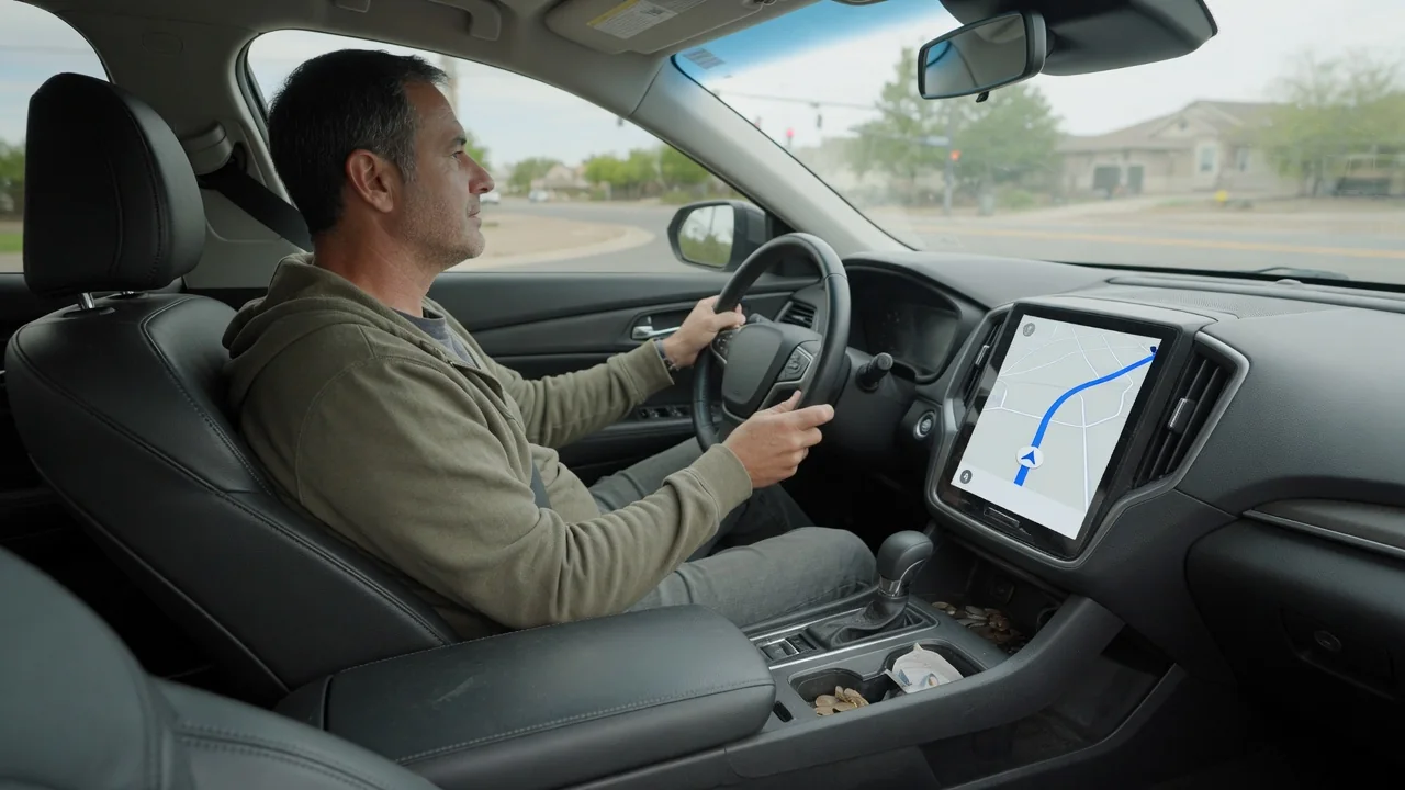 Automotive scene illustrating Why Does Car Audio Pause When a Navigation Prompt Plays