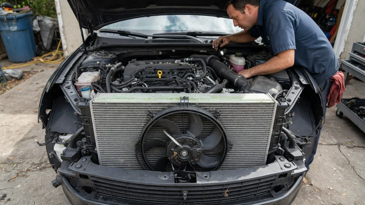 Automotive scene illustrating Why Does a Radiator Have a Fan