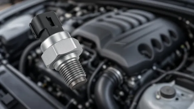 Illustration of a 5.7 Hemi oil pressure sensor with its electrical connector and threaded mounting end