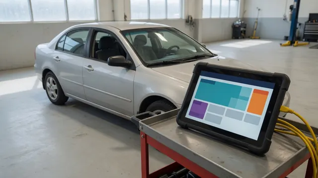 Diagnostic scanner beside a vehicle with P1731 displayed and vehicle identification awaiting confirmation