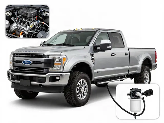Illustration of the two fuel filter locations on a Ford 6.4 Powerstroke diesel truck