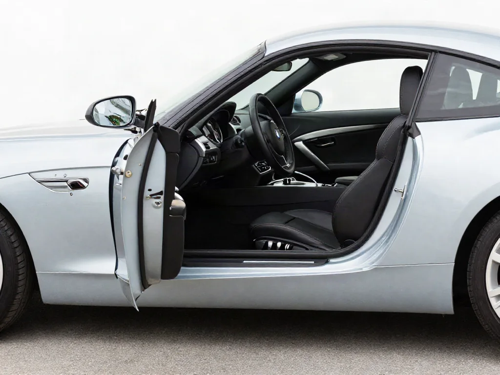 BMW Z4 interior showing a manual gear shifter and three pedals