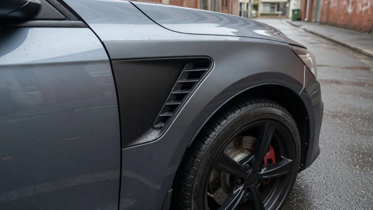 Automotive scene illustrating Why Do Some Cars Have Vents Ahead of the Front Wheels