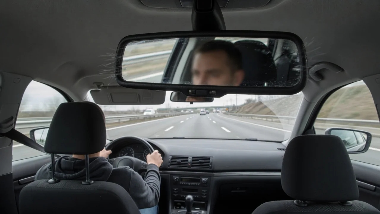 Automotive scene illustrating Why Does an Interior Mirror Buzz at Highway Speed