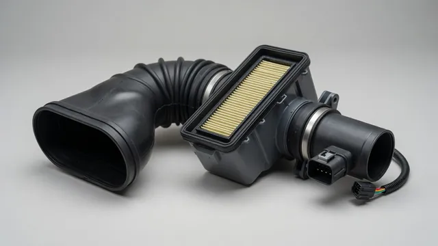 Illustration of an intake air duct with a mass air flow sensor housing and electrical connector