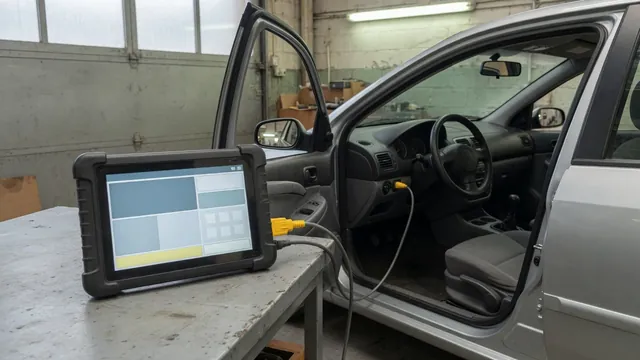 Diagnostic scanner beside a vehicle dashboard displaying the P1775 trouble code