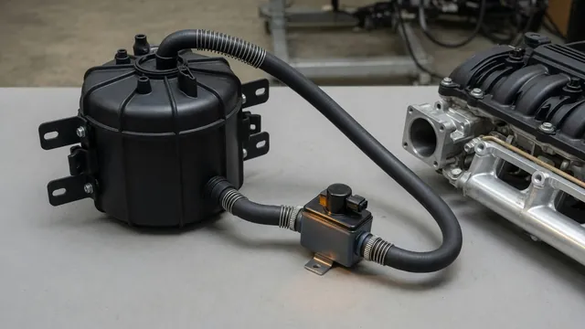 Illustration of an EVAP purge valve connecting the charcoal canister to the engine intake