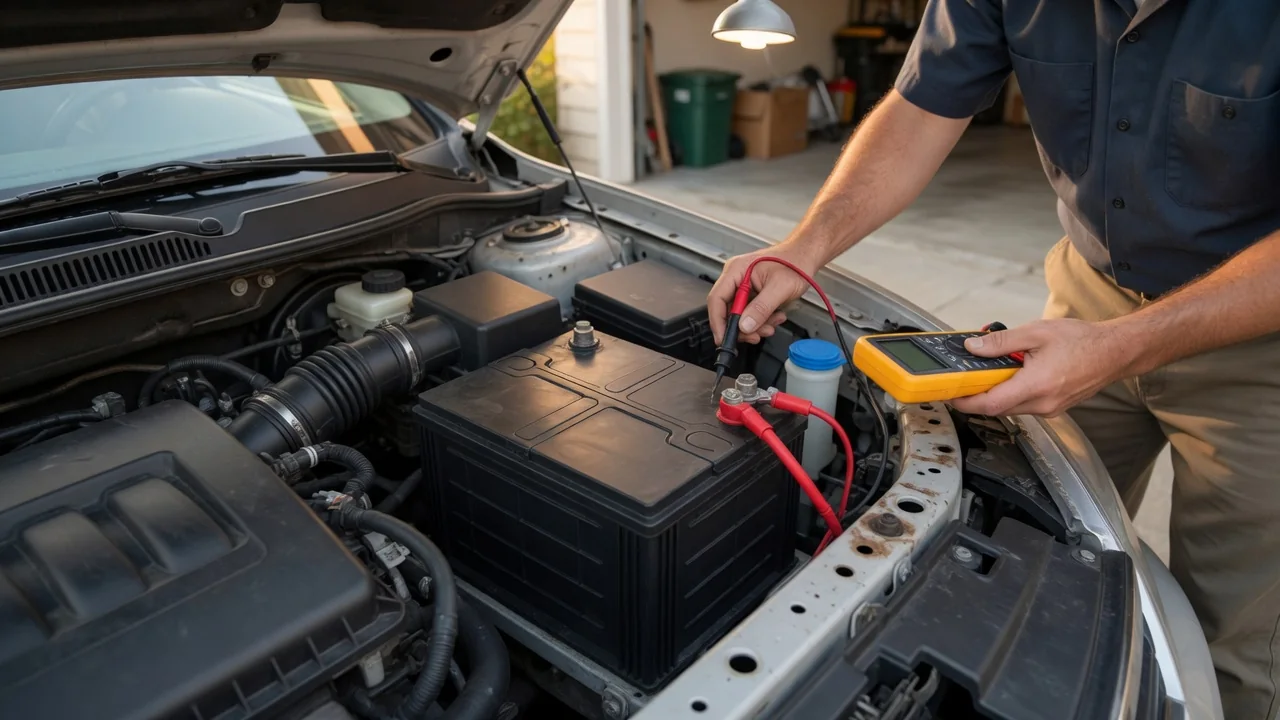 Automotive scene illustrating How Does a 12-Volt Car Battery Work