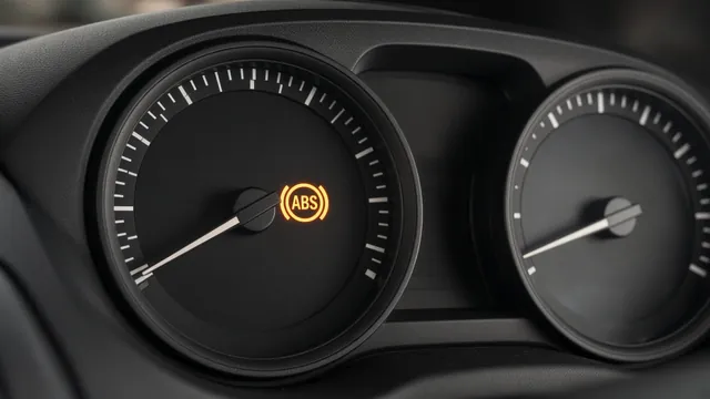 Amber ABS warning illuminated in a vehicle instrument cluster
