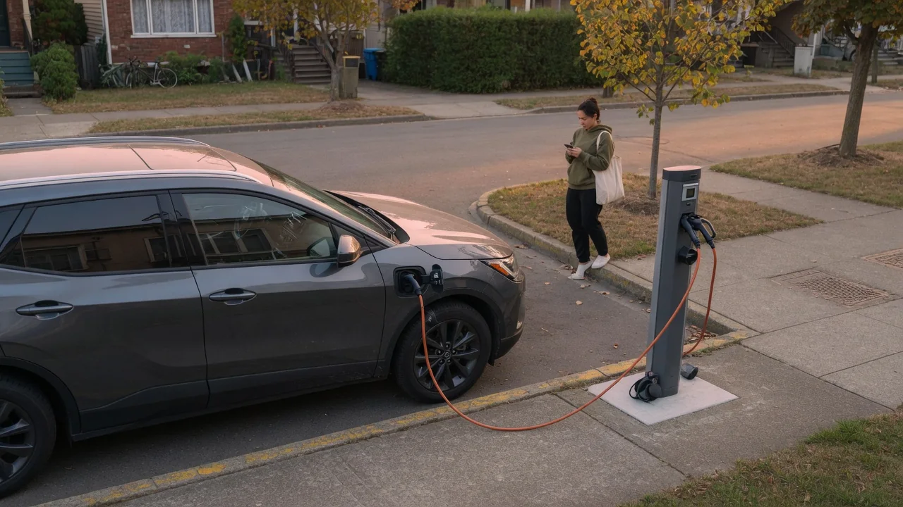 Automotive scene illustrating What Happens During an EV Charging Session