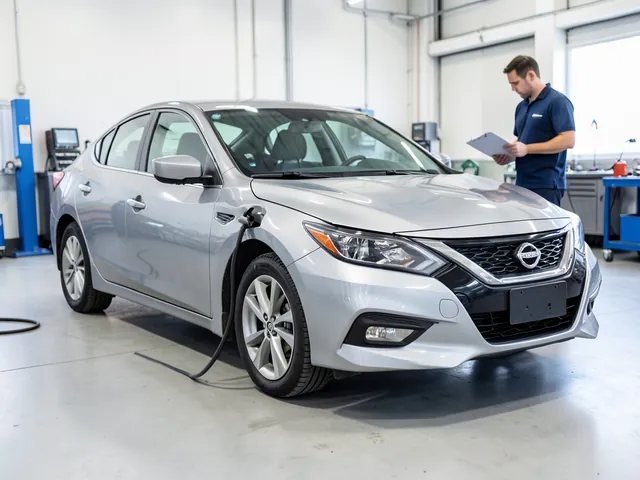 Nissan Altima parked in a service bay for a suspension inspection