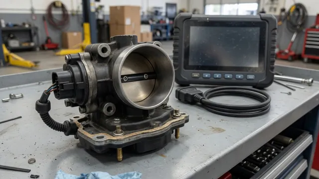 Electronic throttle body and diagnostic scan tool in an automotive service bay