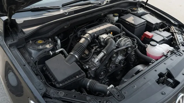 Jeep Wrangler engine bay with the throttle body area highlighted for identification
